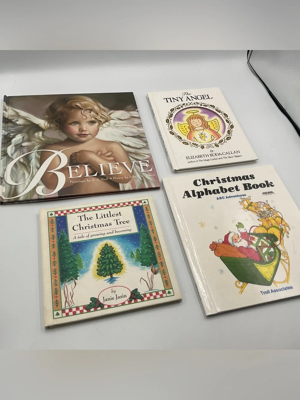 Vintage Kids HC Christmas Books Lot x4 Believe Littlest Tree Alphabet Tiny Angel